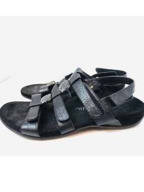 Vionic Sz 10 Black  Faux-Croc Silver Buckle Accents Women’s Sandals Shoes